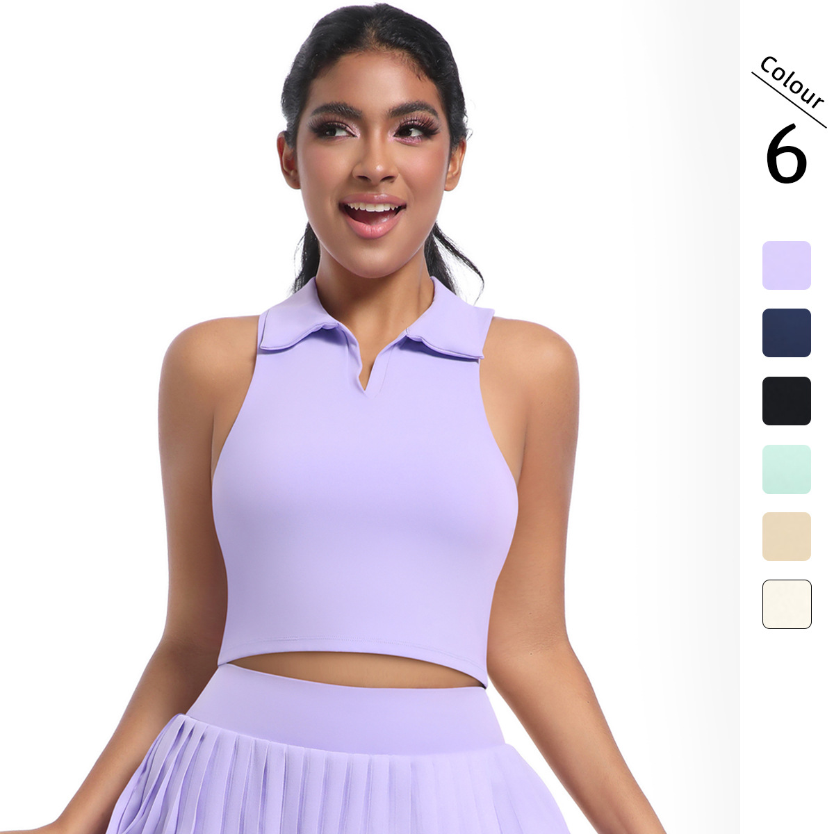 Nuevo cross-border outdoor casual chaleco de solapa correr deportivo fitness transpirable ropa de yoga corta ropa de tenis desnuda