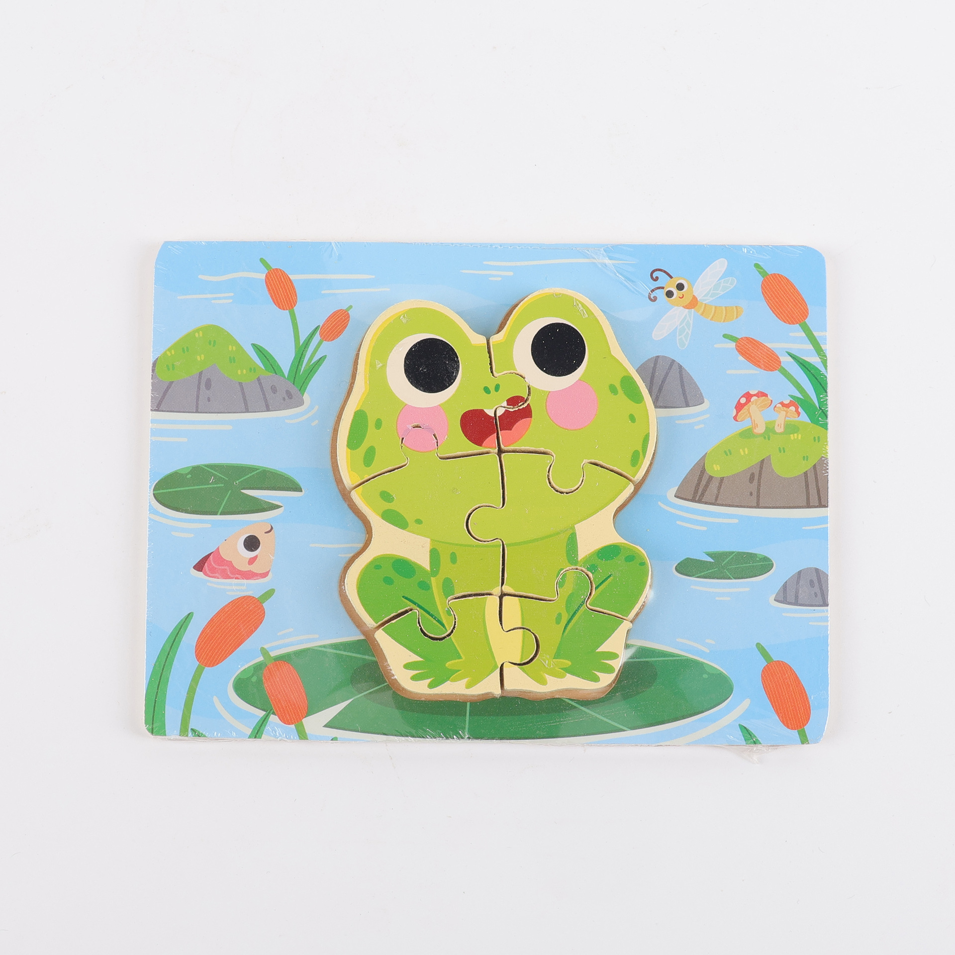 Puzzle de madera plano pequeño puzzle infantil juguetes de dibujos animados animales de tráfico cognitivo bloque al por mayor