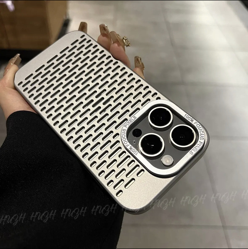 冷却性と通気性に優れた中空携帯電話ケース、iphone15promax apple 14に適したオールインクルーシブのシンプルな落下防止保護カバー|undefined
