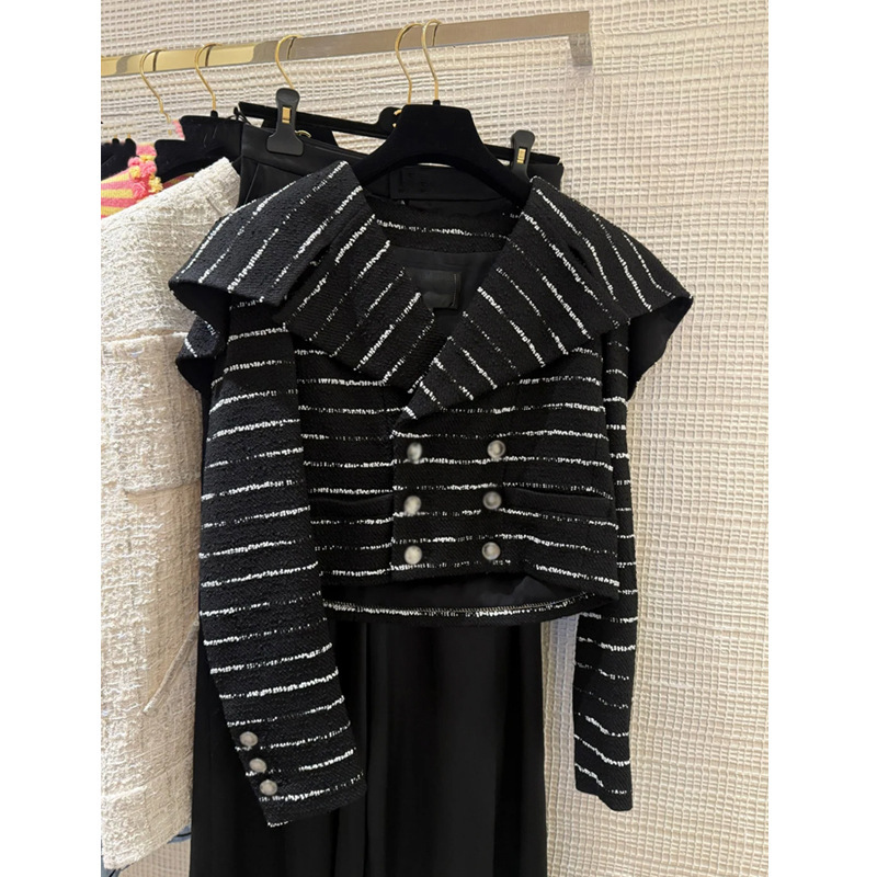 French-Style Chanel-Inspired Navy Collar Short Jacket 2026 New Model High-End Elegant Socialite Unique Exquisite Tweed Top