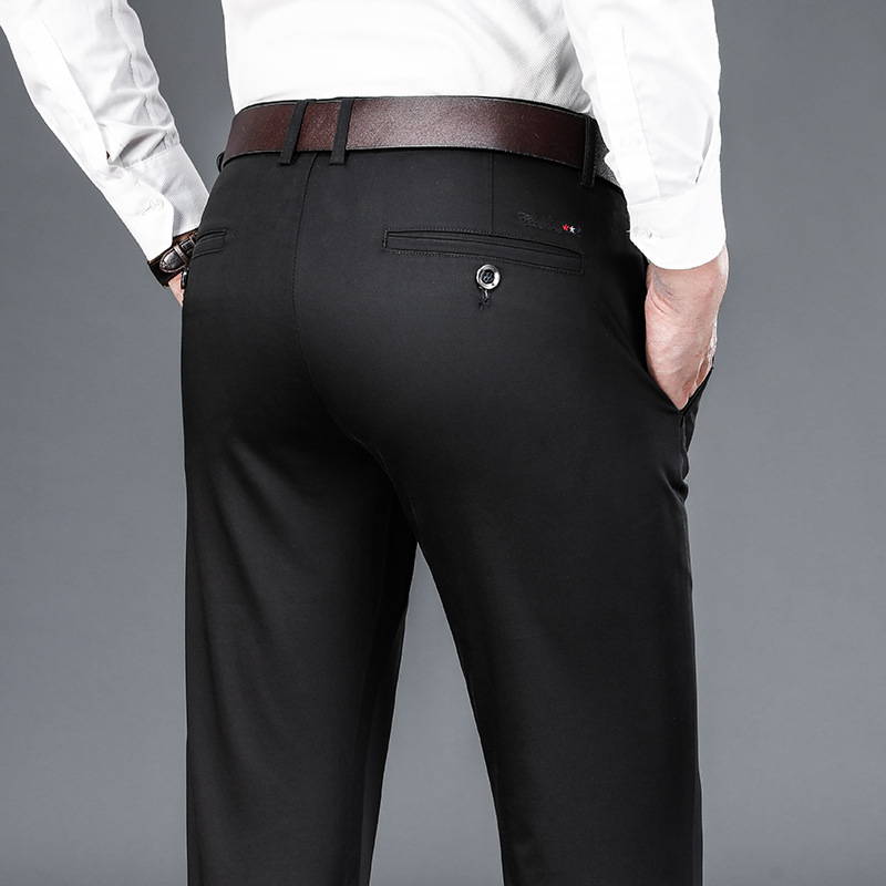 秋冬厚款中年男士休闲裤高腰深裆中老年西裤男裤宽松直筒爸爸裤子|ms