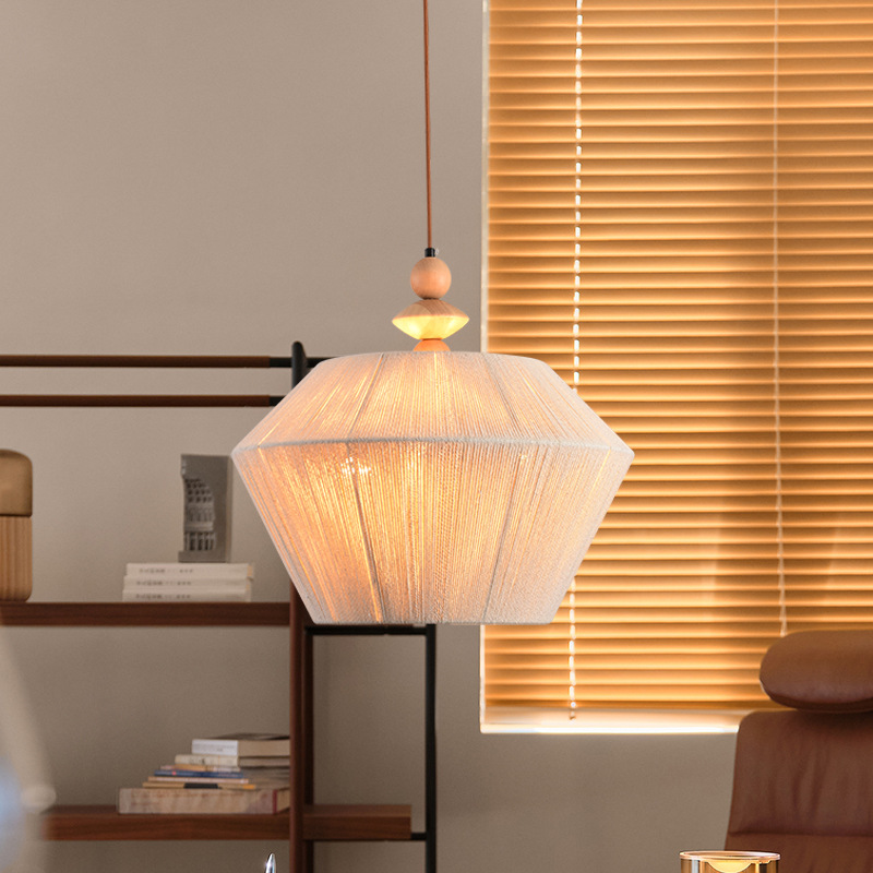 lámpara de dormitorio de madera sólida medieval, viento tranquilo, sala de estar retro, lámpara de algodón, lámpara de tejido de restaurante japonés