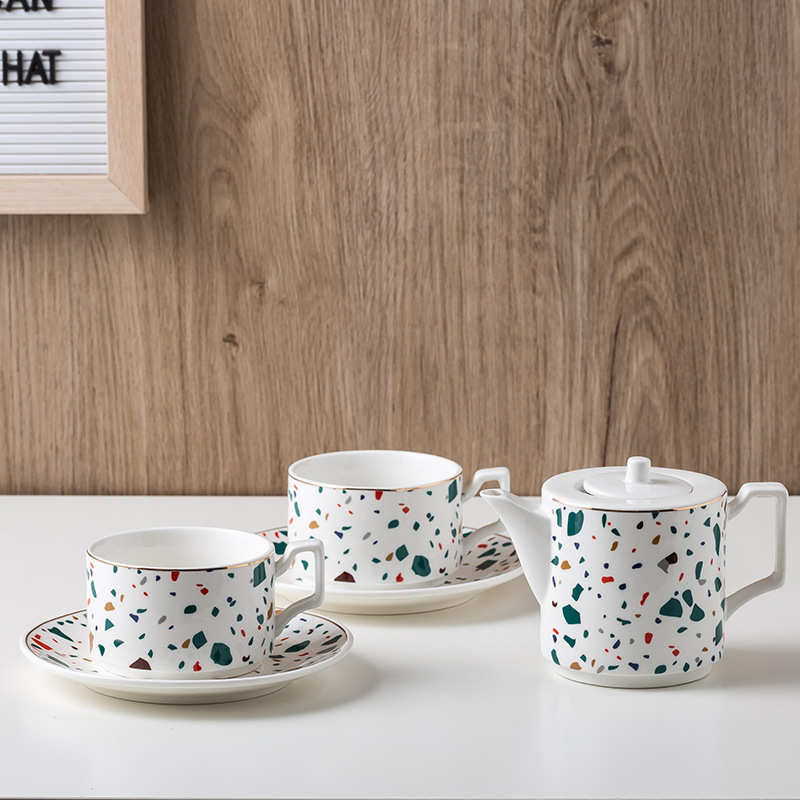 Juego de té nórdico tetera taza de agua conjunto de taza de agua simple juego de taza de té de cerámica traje sala de estar taza del hogar