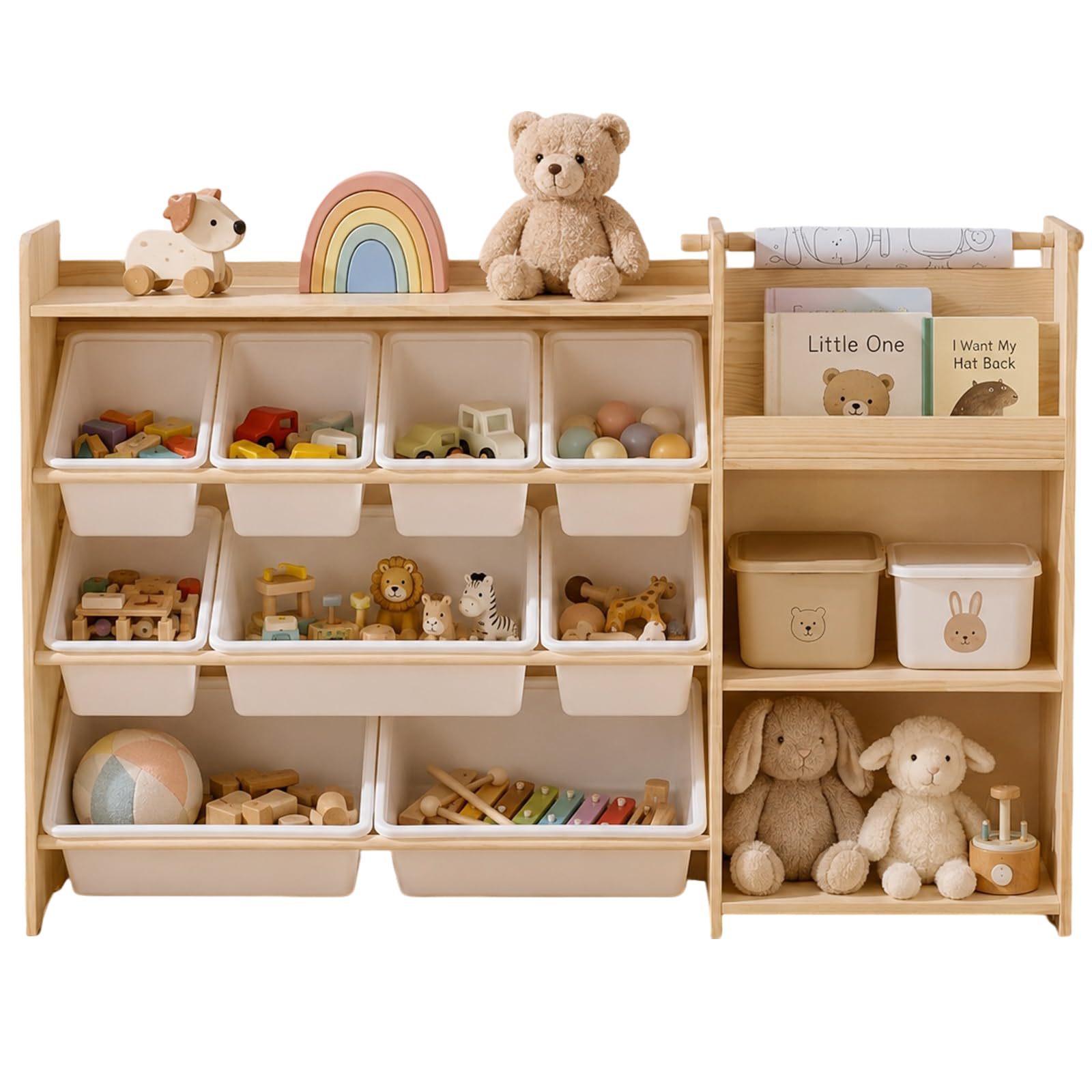 Yeni Ahşap Oyuncak Raf Montessori Anaokulu Oyuncak Depolama Raf Çok Katlı Çocuk Kitap Rafı Oyuncak Saklama Raf