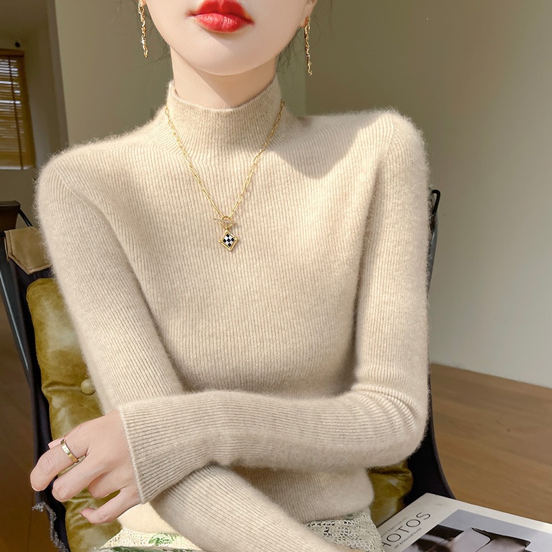 Demi-season base body-friendly elegant woolen long-sleeve
