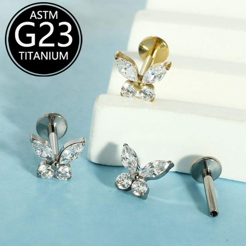 Labret piercing jewelry detail image