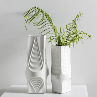 Matte Tree Pattern Ceramic Vase Scandinavian Modern Minimalist Home Living Room Model Room Flower Arrangement Ornaments Sales Office