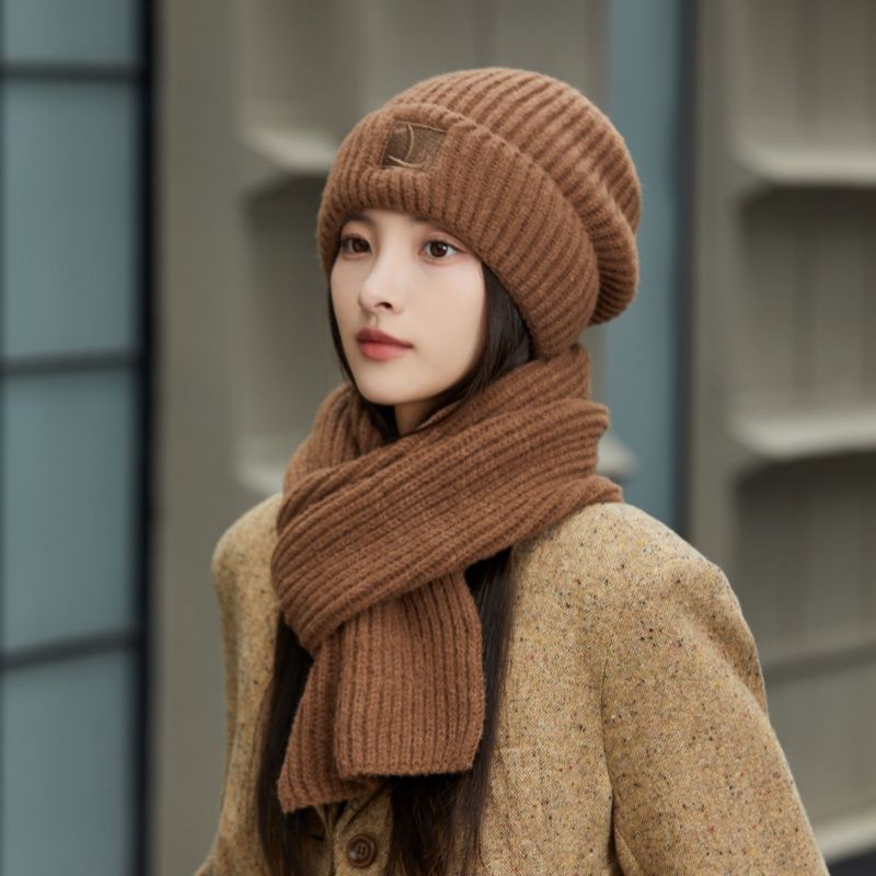 New Knitted For Women, Autumn And Winter, Fleece-Lined, Thickened, Warm, Slouchy Beanie, Large Head Circumference,_voghion.com