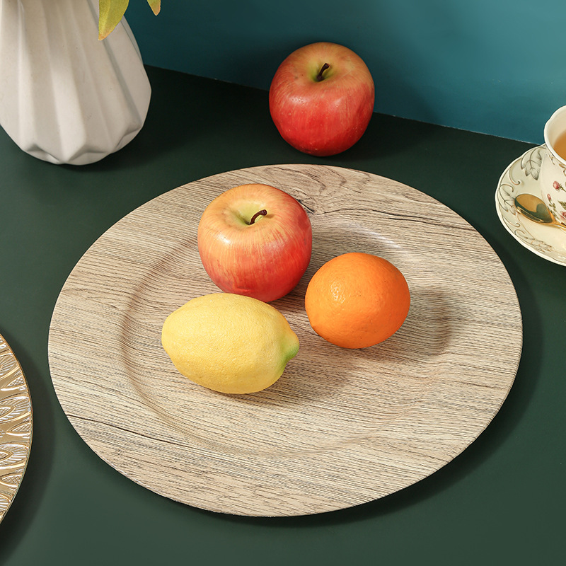 Textura de madera retro plato pp plato de fruta plato de decoración plato de banquete placas de carga al por mayor