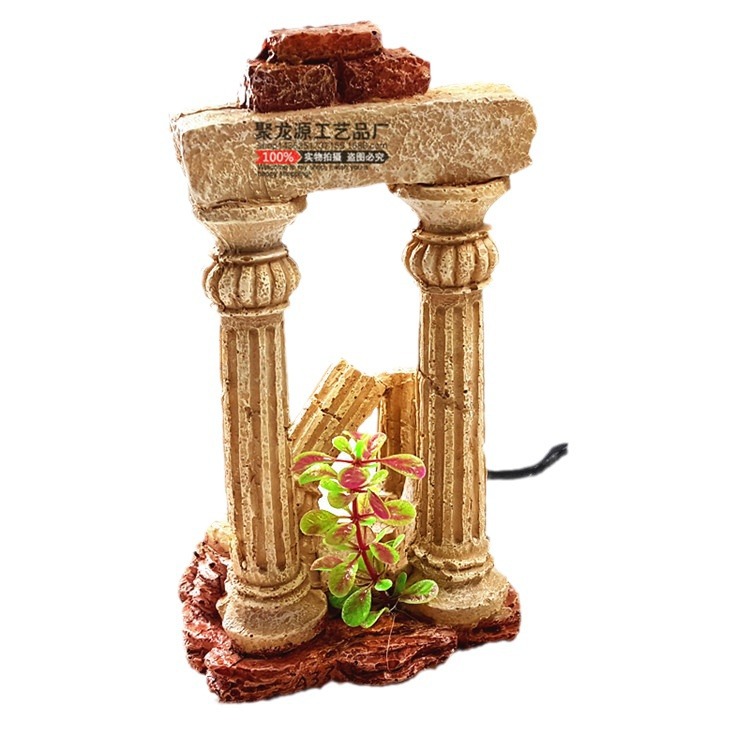 Accesorios del acuario resina artesanía decoración paisaje rocalla simulación Castillo barril de vino imitación clásica columna Romana
