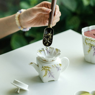 Changpu Juchun hand-painted wisteria flower lotus leaf tea dispenser pouring teapot tea maker tea strainer tea funnel tea funnel into tea maker