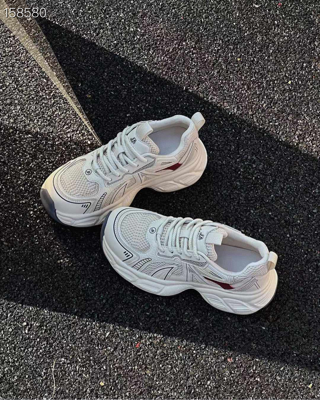 Giày sneaker chunky đế dày nữ tăng chiều cao mẫu mới 2025 — Màu be/xanh lam, Trà sữa chi tiết 5