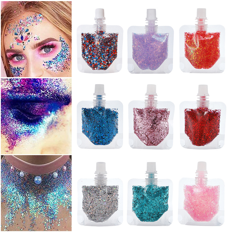 Cross Border 16 Color Pouch Sequin Gel Mermaid Pearlescent Eyeshadow Mermaid Makeup Body Face Glitter Sequins