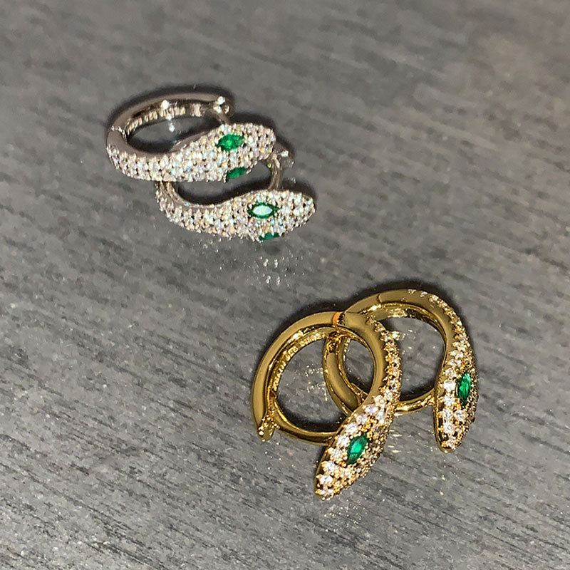 1 Paar Einfacher Stil Pendeln Schlange Inlay Kupfer Künstliche Edelsteine Ohrringe display picture 4