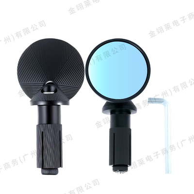 Cross-Border Supply of Motorcycle Mirrors, Aluminum Alloy Rearview Mirrors, Direct Supply from Manufacturers, Anti-Glare Large Mirror Surface for Electric Motorcycles (Motorcycle rearview mirror) - hsj-20133-die-cast-2004-336-small-round-mirror-with-handle-black-blue-glass