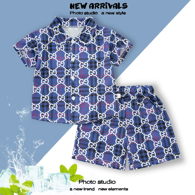 2025 новая детская рубашка прилив с коротким рукавом костюм для мужчин и женщин трансграничная версия летнего платья легкий и экстравагантный спот