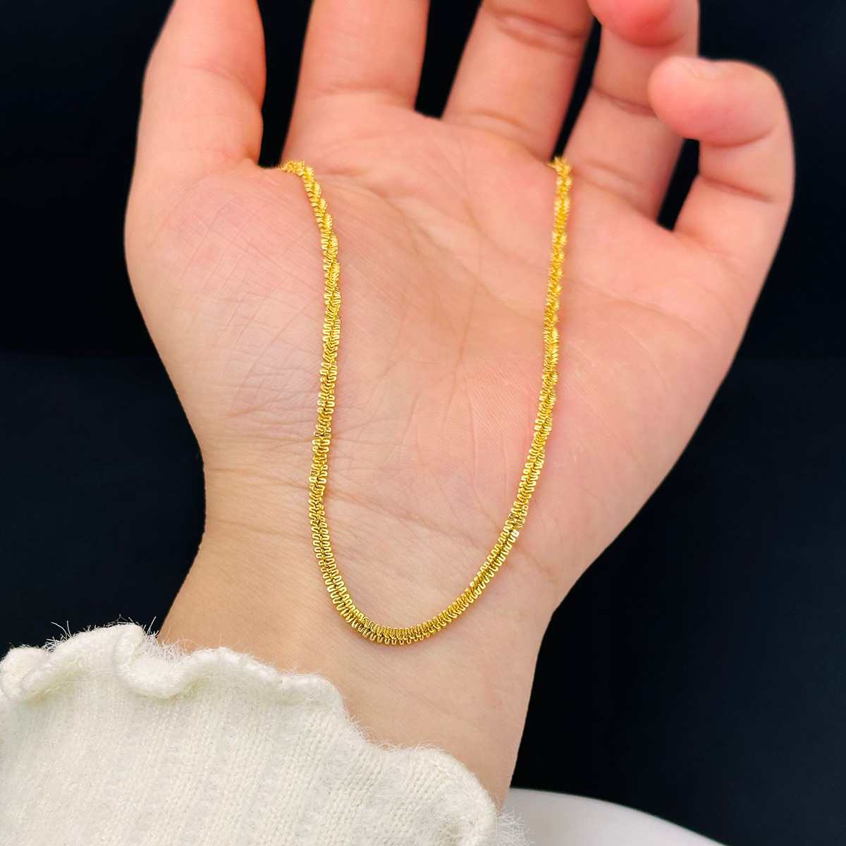 Superflash estrella brillante collar de oro centelleante 18K cadena de oro doble pila Dessel cadena con accesorios de cadena