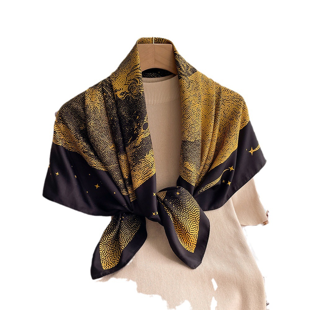 New 90 Square Scarf Autumn/Winter Printed Moon Curled Twill Scarf Shawl High Grade Gift Boutique Neck_voghion.com