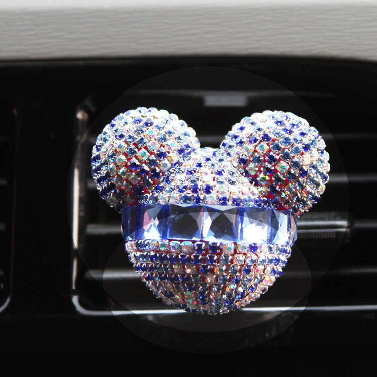 Pegatinas transfronterizas Diamante Salida de aire Mickey Clip de perfume Salida de aire de automóvil con incrustaciones de diamantes Aromaterapia Decoración de puerto de aire acondicionado de automóvil