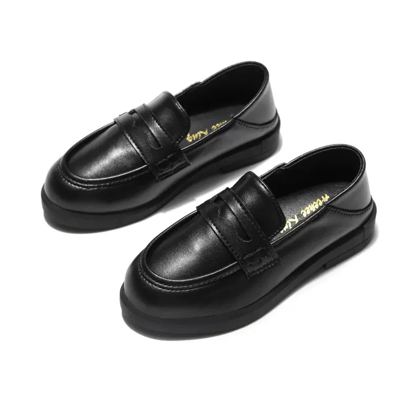 乐福鞋女童春季超软英伦风黑色一脚蹬儿童JK单鞋复古洋气小皮鞋女