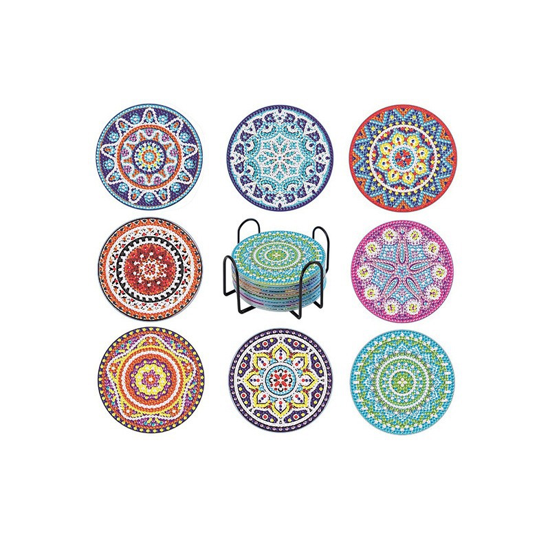 Posavasos de pintura de diamante de venta caliente transfronterizos personalizados diy5D Posavasos de acrílico hechos a mano Pegado creativo mantel de pintura de mampostería