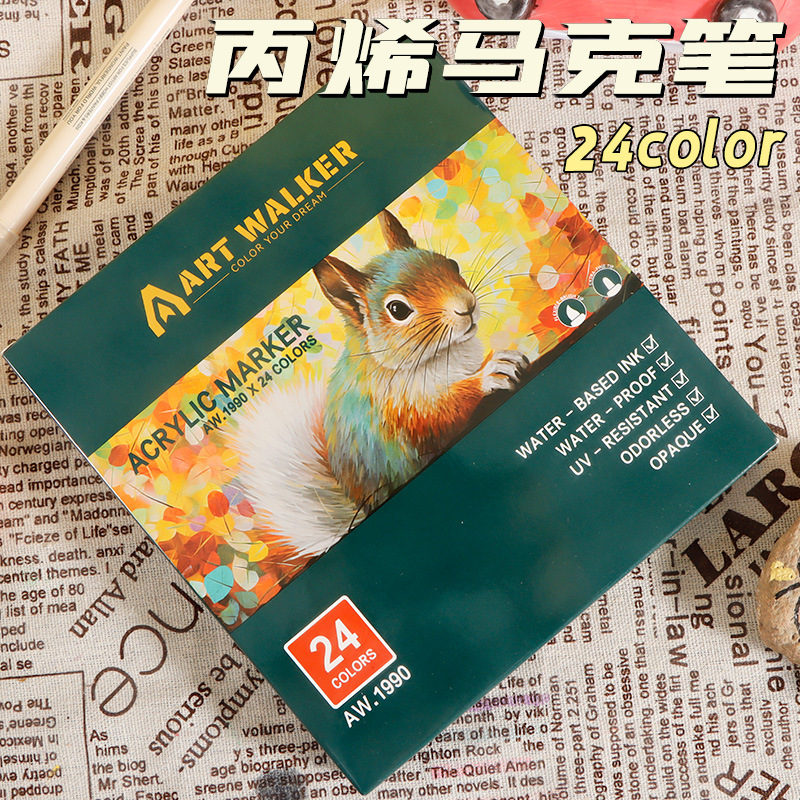 Bolígrafo de acrílico blando mayorista impermeable a secar rápido para niños bolígrafo de graffiti de color para estudiantes de escuela primaria se puede lavar con agua bolígrafo de doble cabeza