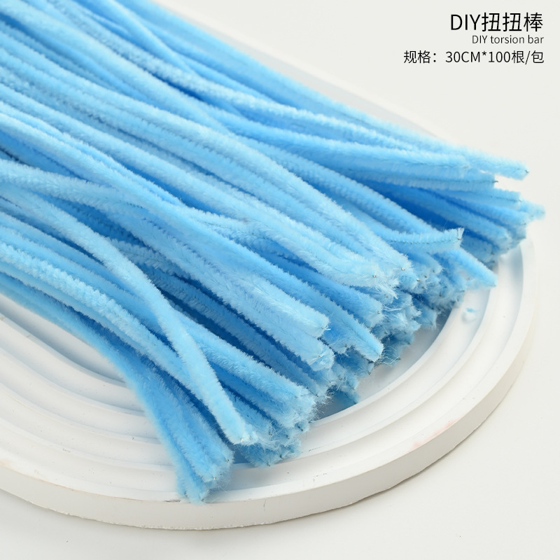 Mayorista 8mm ultra-denso de lana hecha a mano para niños diy puzzle juguete material de ramo paquete de color macarón barra de torsión