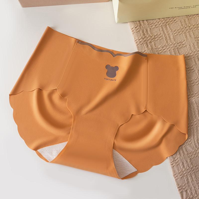 Primavera y verano nueva seda de hielo sin costuras oso yoga deportes seda de hielo algodón antibacteriano bragas de entrepierna larga