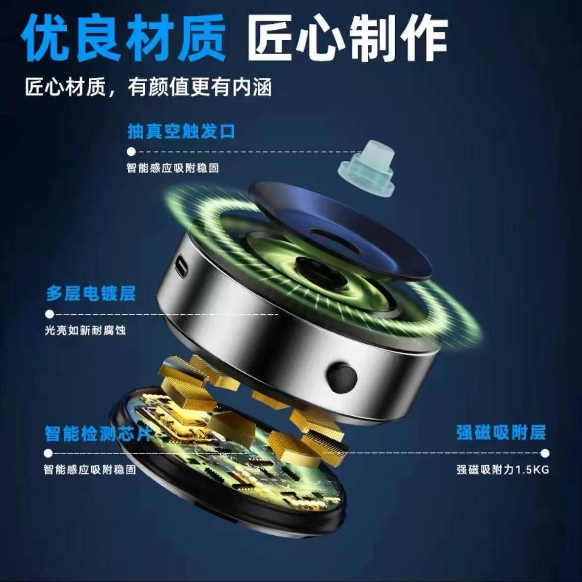 D1 soporte de succión magnética de vacío ventosa de control central de automóvil soporte de teléfono móvil plegable giratorio soporte de teléfono móvil montado en automóvil