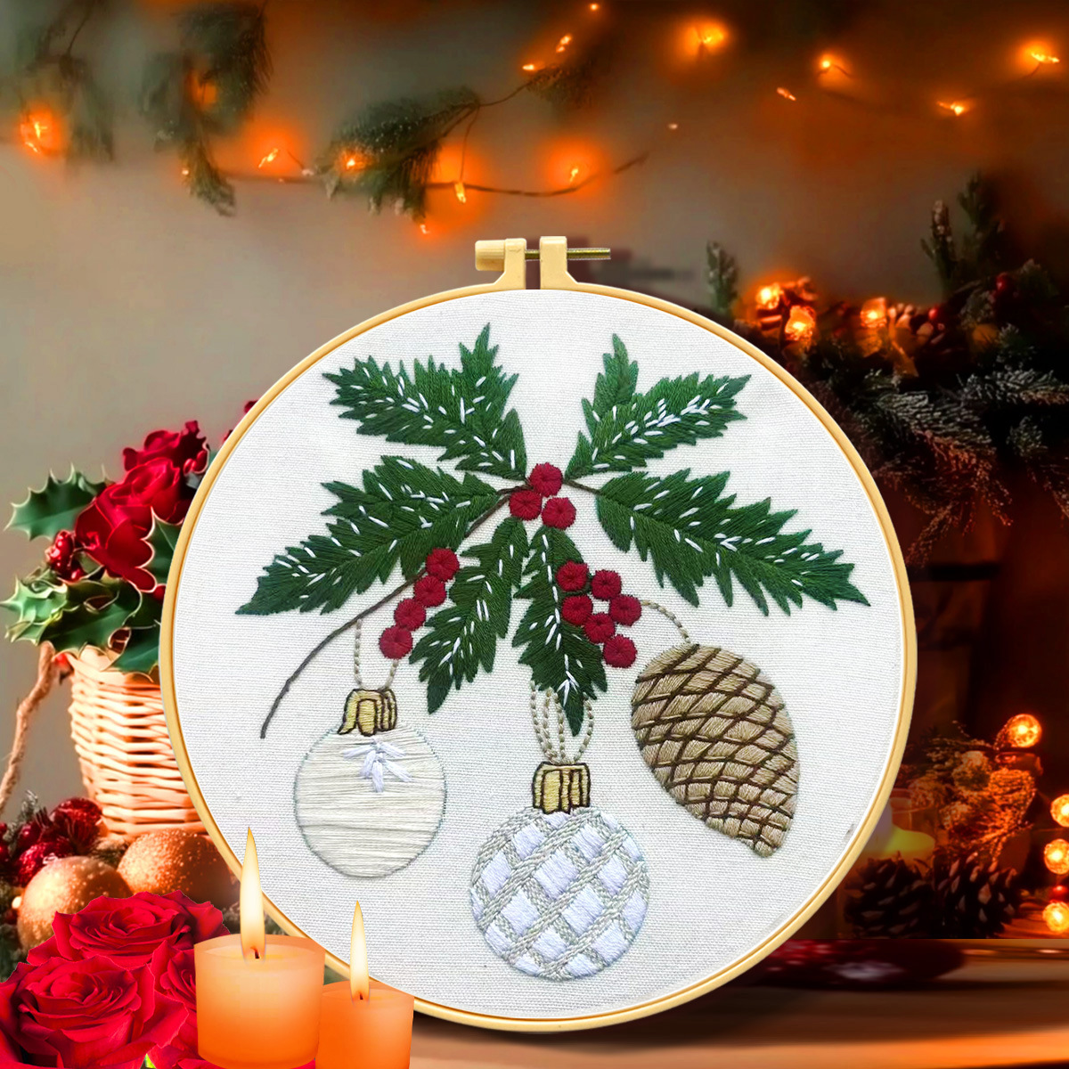 Colección Navideña de Punto de Cruz con Bordado Real de la Mona Lisa, Estilo Europeo, Bordado Navideño para Decoración de Sala de Estar, Bordado de Dibujos Animados image 4