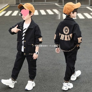 Boys' Denim suit Boys' Clothes Children's Two-Piece Korean Loose Jacket New 2023 Handsome Autumn