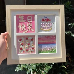 油畫棒相框繪畫10x10cm紙裝裱展示擺台正方形4九宮格作品保存畫框