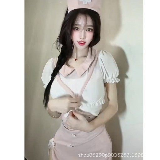 Sexy Sweet and Spicy Nurse See-Through Outfit Pure Preppy Style Temptation Miniskirt Sexy See-Through Breasts Pure Desire Sweet Jk Uniform