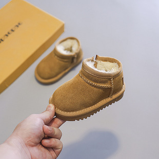 Baby Snow Boots Men's and Women's Baby Cotton Shoes Zhongbang fleece-lined Warm Baby Shoes Comfortable Leather Side Zipper Cotton Boots