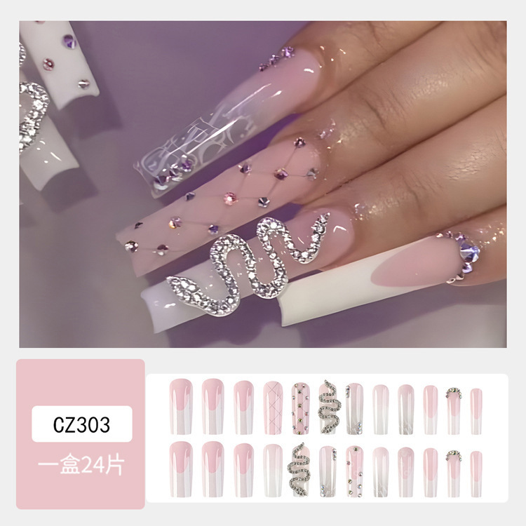 Uñas Postizas 3D Decorativas Set de 24 Piezas Ultra Delgado