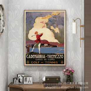 GOLE Club Golf Hanging Paintings Gymnasium Lounge Retro American Decorative Ball Sports Mural