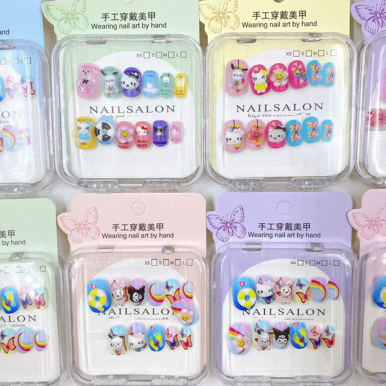 Niños cortos piezas de manicure desmontables desgaste de uñas dibujos animados lindo caja manicure tridimensional al por mayor
