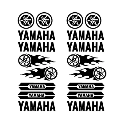 Yamaha Motorcycle English Logo Stickers | Other Automotive Exterior Supplies - yamaha-bench-set-style-two-black-2-pieces