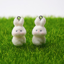 植绒树脂卡通立体可爱兔子吊饰DIY手工包包挂件车载钥匙扣配件