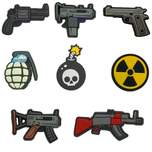 Cross-border new cartoon-style gun-shaped bomb hole hole shoes accessories DIY shoe decorations for men, shoe buckles shoe flowers and clips