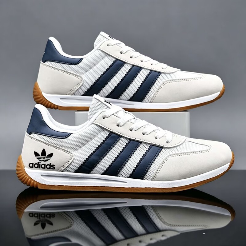 Brand new Adidas men's shoes, trendy casual white sneakers, versatile, breathable, lightweight, comfortable, and suitable for sports and running
