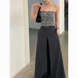 西蒙莱纳混色编织弹力美背抹胸女春夏季2025新款内搭辣妹露脐甜