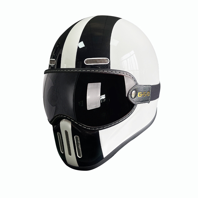 Motorbike Helmet, Motuoche Motosiklet kaskı (dəbilqə) - black-and-white-white-black-tea-lens-m55-56