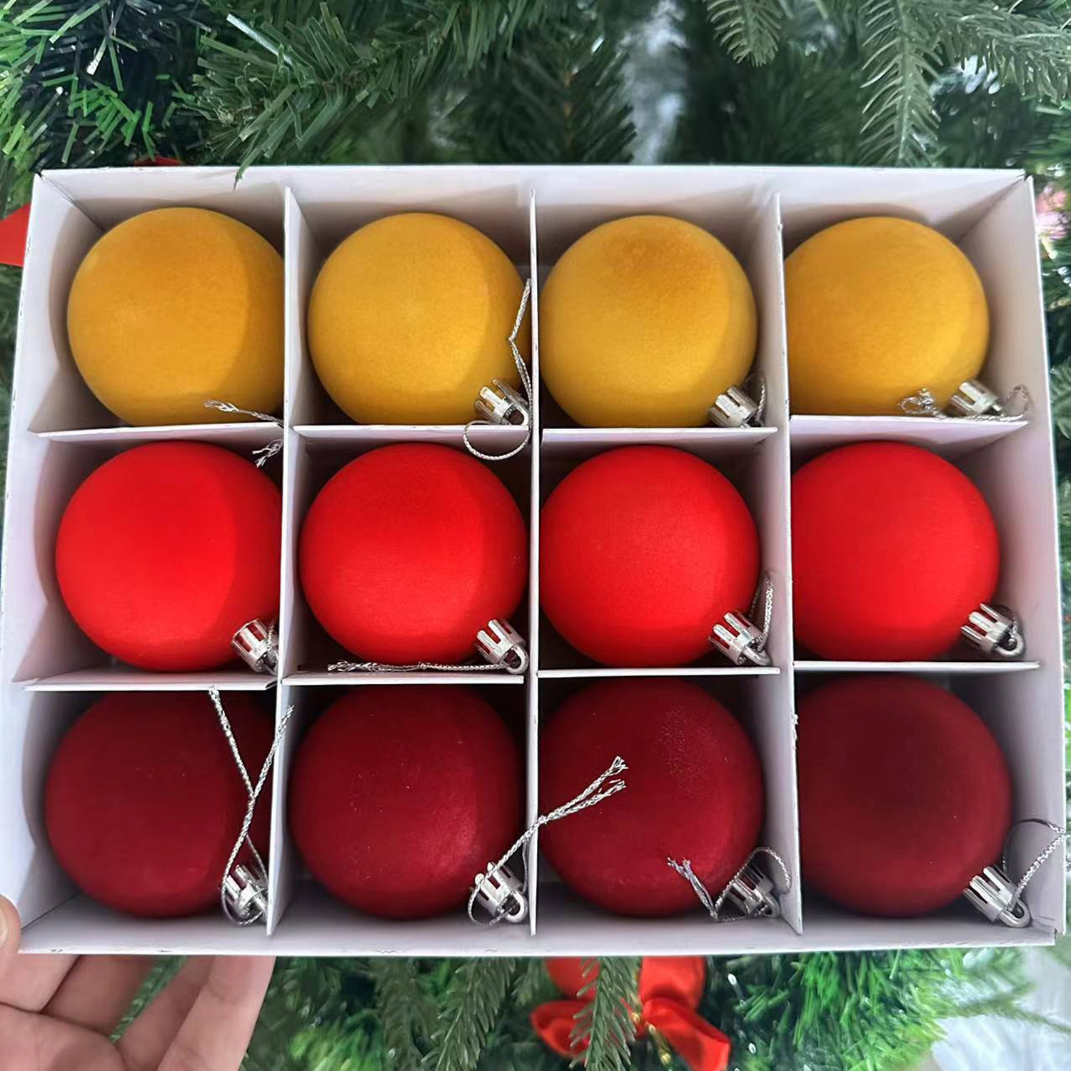 Bolas de Navidad 12 / cada uno amarillo rojo vino rojo