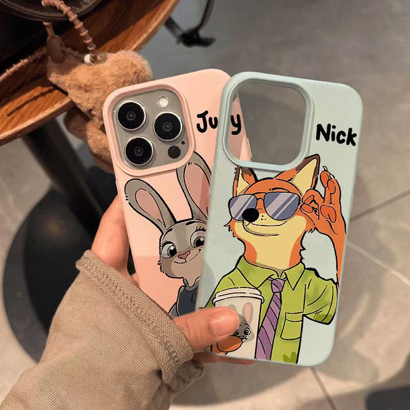 Rabbit Police Officer Suitable for iPhone 14 Pro Max Apple 17 Phone Case 12 Anti-Drop 11 White Leather Case Lychee Pattern