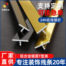 定制铝合金T型装饰线条极窄镜面嵌入式金属条背景墙瓷砖装饰条
