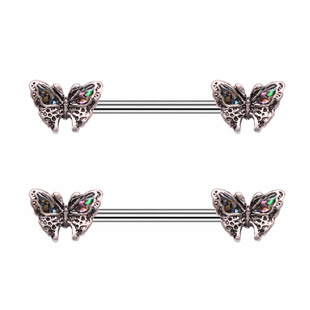 Gaibei European and American cross-border butterfly breast ring Stainless Steel 316L breast ring breast decoration nipple nail body piercing jewelry in stock