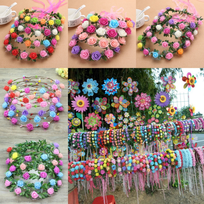Cross-Border Hot Selling Mori Girl Garland Crown Headband Bridal Headwear Children's Seaside Tourist Attractions Photography Street Stall Headband