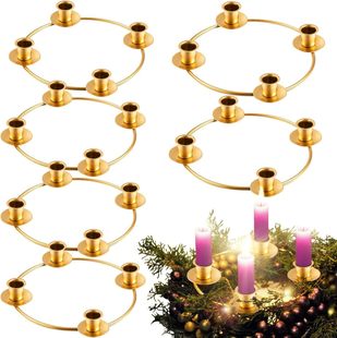 Ribbon Christmas wreath Christmas ornaments manufacturers wholesale Christmas candlestick wreath candle cup iron rack Christmas Christmas candlestick