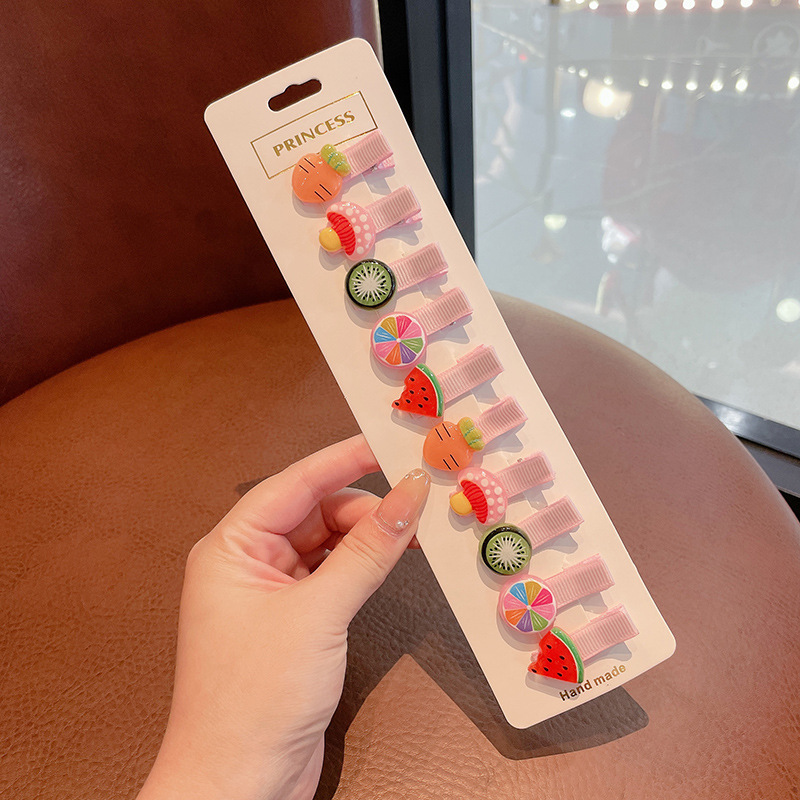 Borde de los niños de dibujos animados cubierto tela pequeña horquilla Linda niña horquilla lado flequillos clip accesorios para el cabello tocado al por mayor